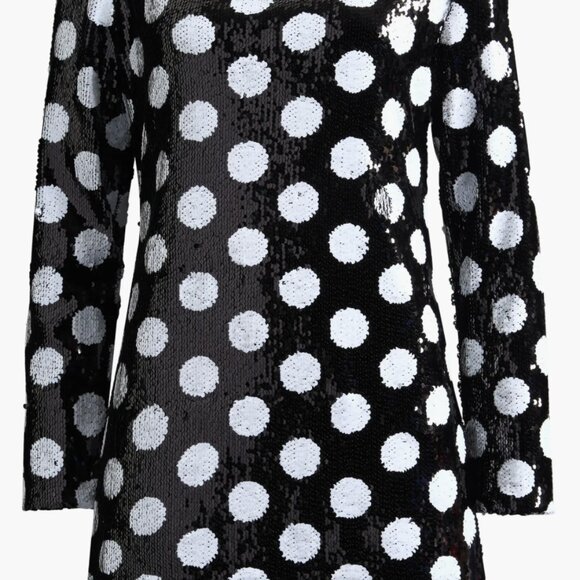 Betty Polka Dot Long Sleeve Sequin Minidress - Picture 4 of 4